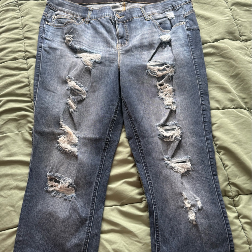 Torrid Distressed Light Blue Skinny Jeans